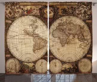 Шторы с изображением карты мира 1720 года