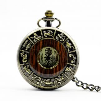 Карманные часы в винтажном стиле с знаками зодиака, с римскими цифрами